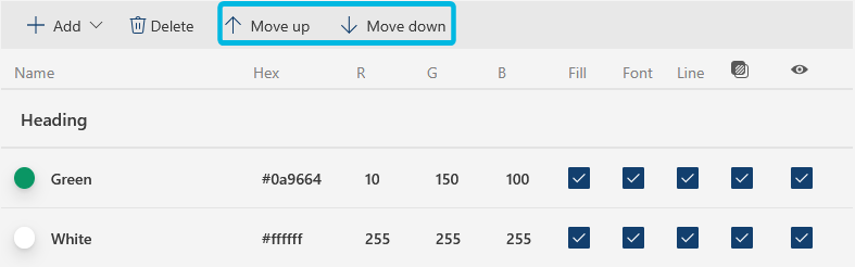 Button Move up and Move down