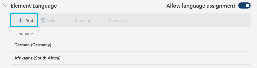 Button Add Element Languages