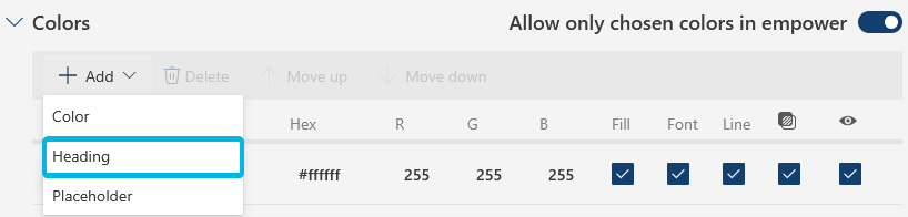 Option Heading in Drop-Down Menu