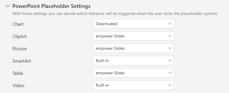 Placeholder Settings