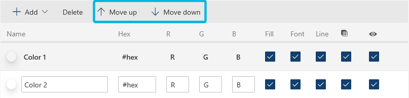 Button Move up and Move down