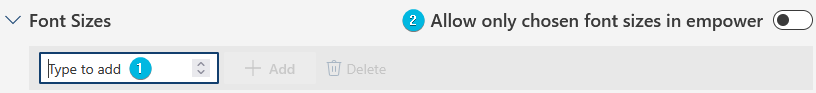 Controls Font Sizes