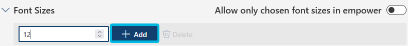 Button Add Font Size