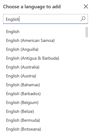 Drop-Down Menu for Element Languages