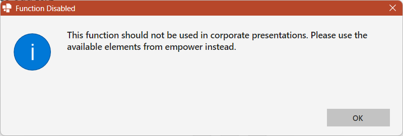 Dialog Box for Disabled Element Folder