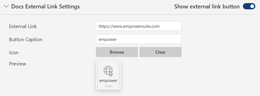 Docs External Link Settings