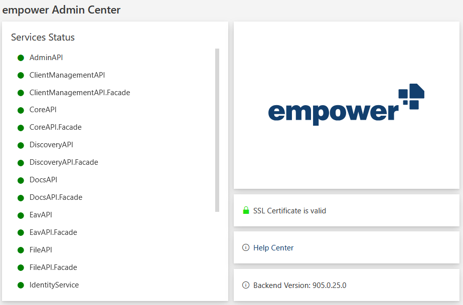 Übersicht empower® Admin Center