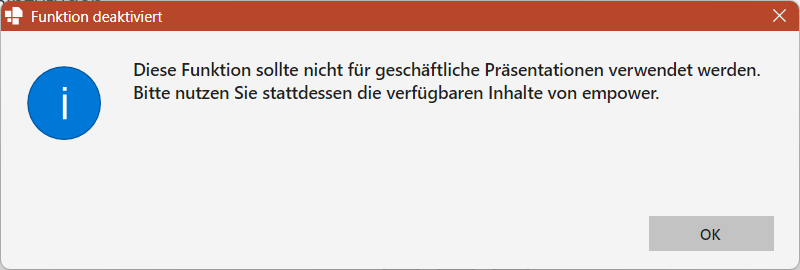 Dialogfenster für deaktivierten Elementordner