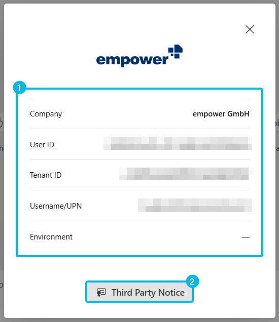 User and Company Information