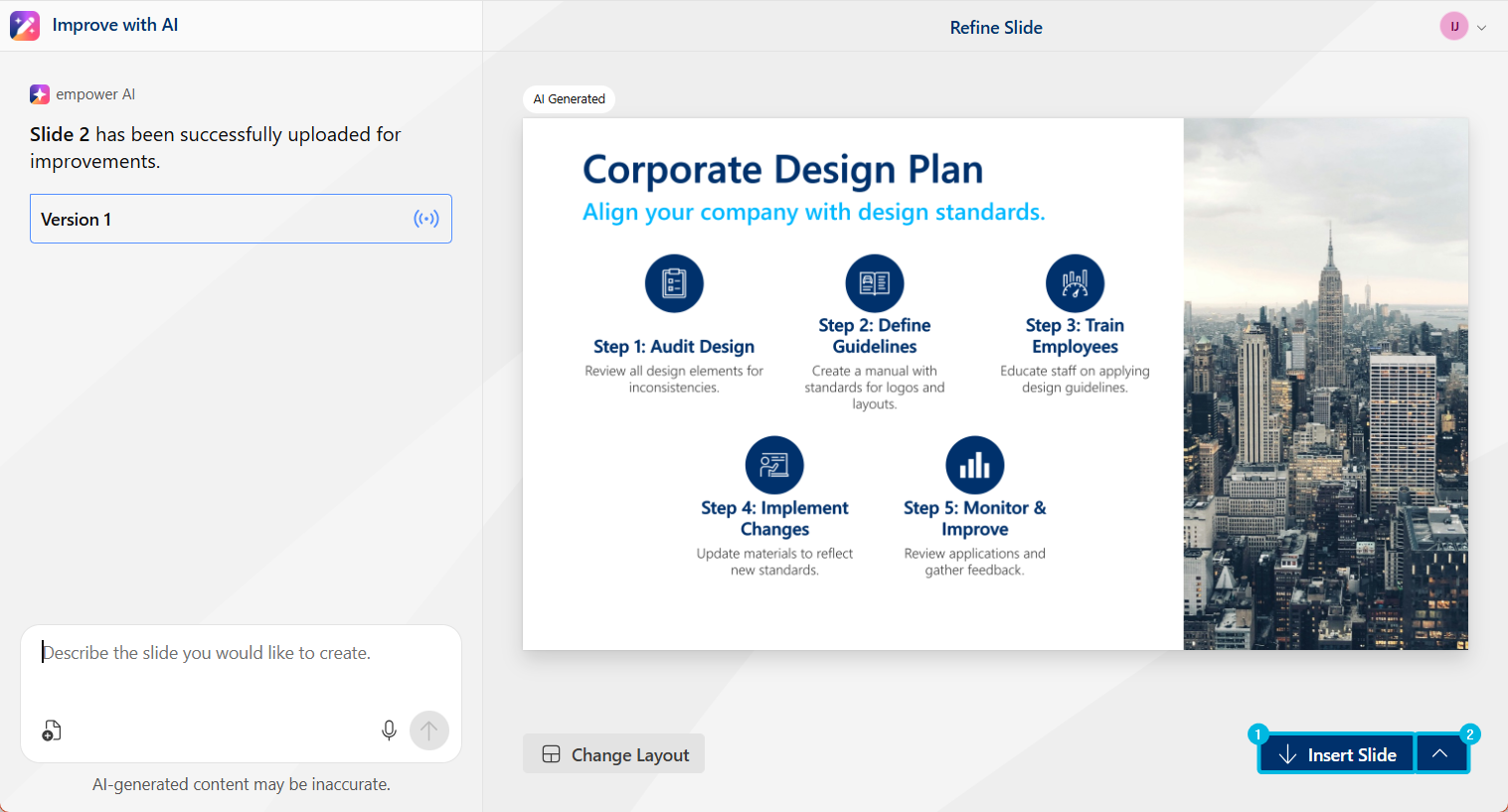 Button Insert Slide