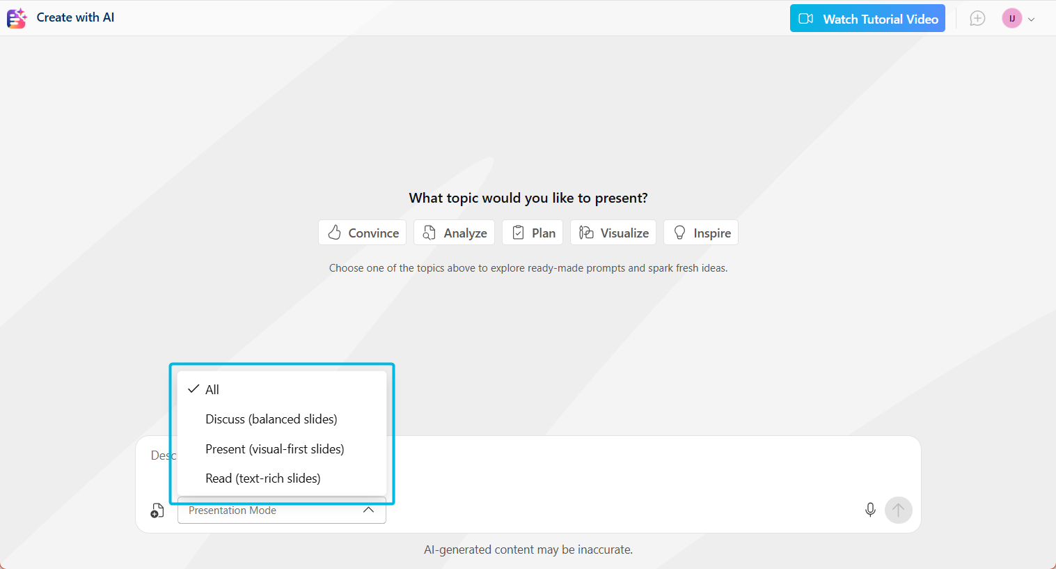 Choose Presentation Mode