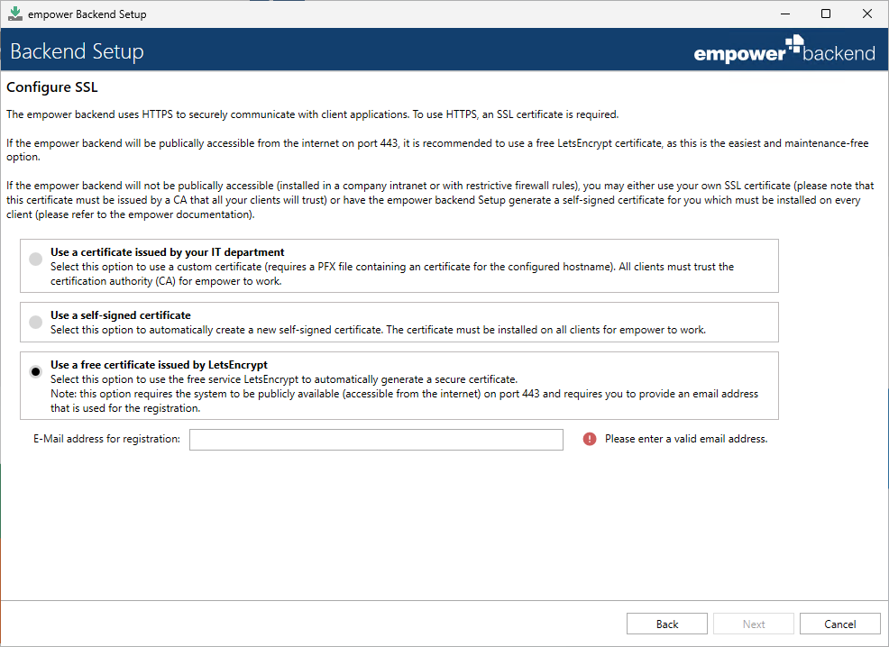 Choose SSL Certificate