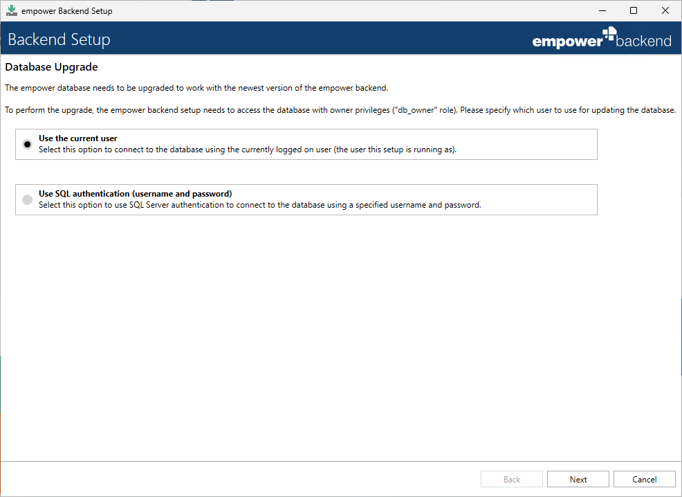Database Upgrade