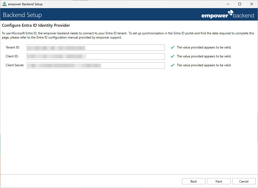 Enter MS Entra ID Values