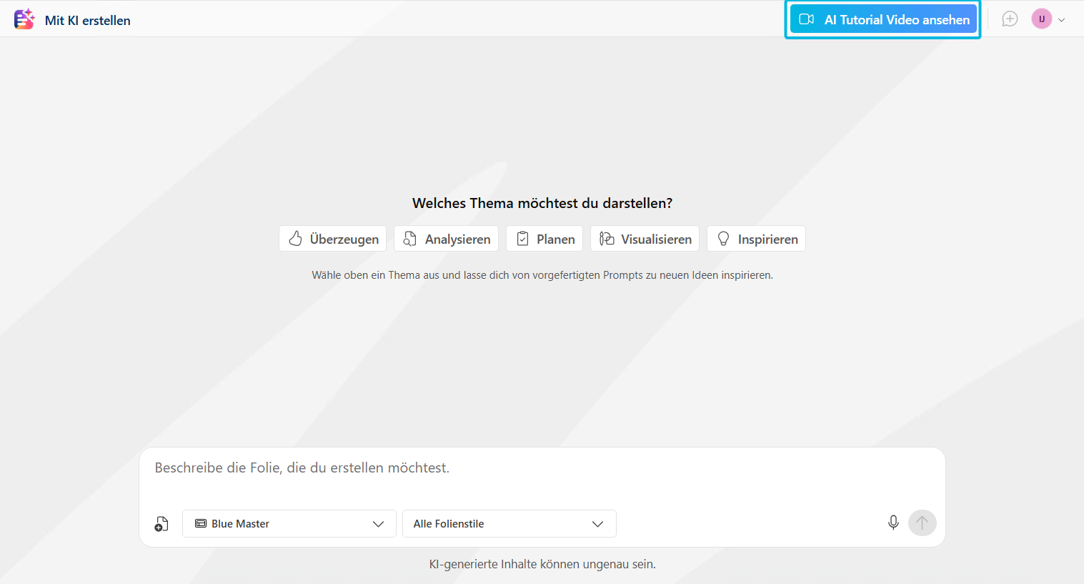 Button AI Tutorial Video ansehen