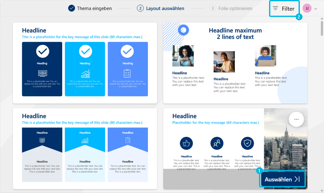 Layout-Auswahl