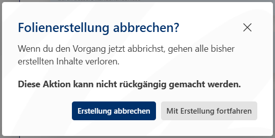 Erstellung abbrechen